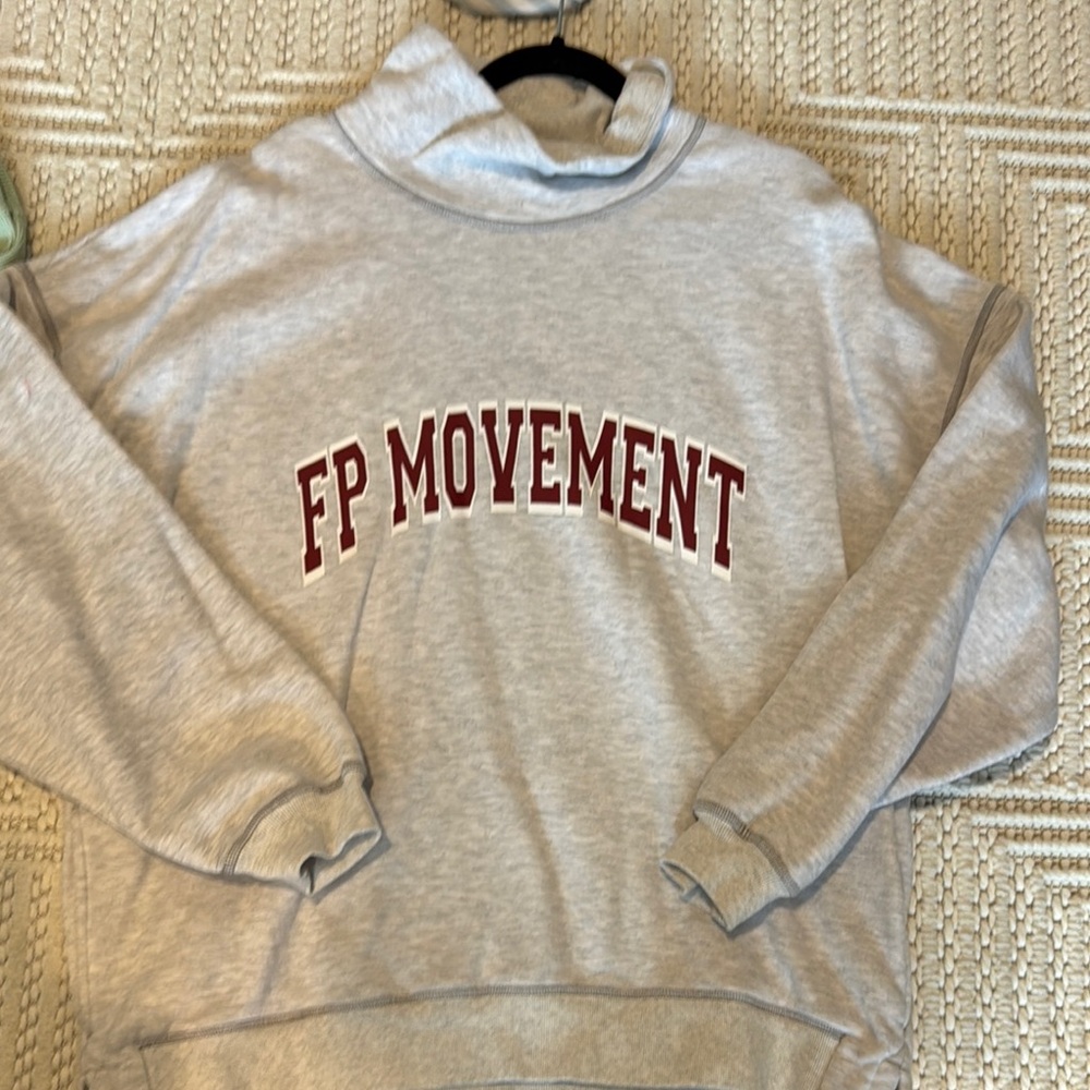 FP Movement by Free People Gray Sweatshirt with Red Lettering
